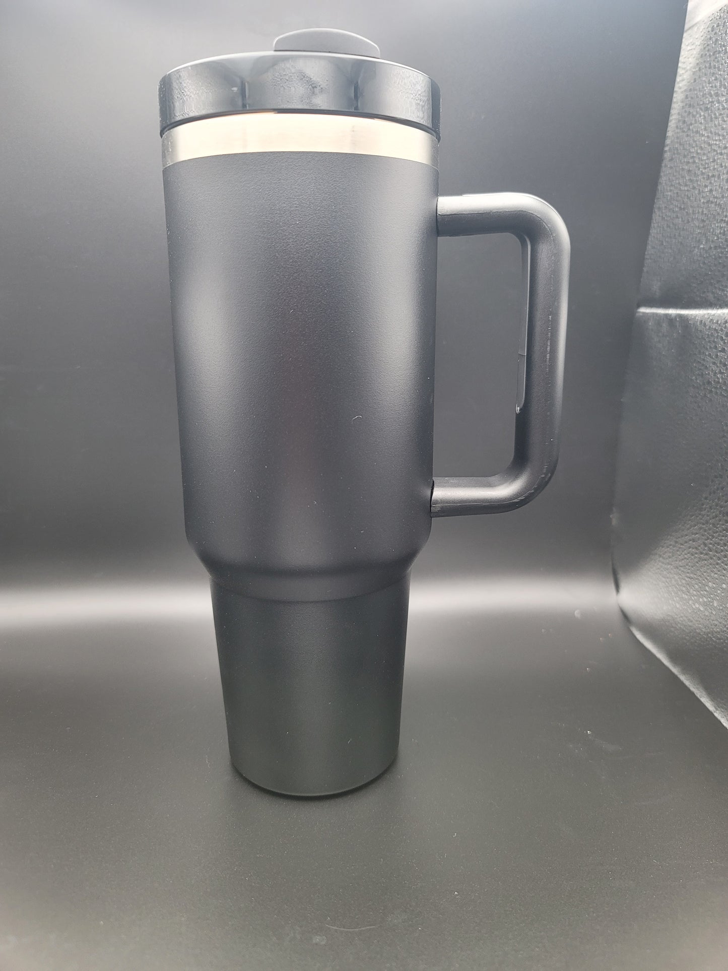 40 oz Handmade Tumbler with silicone handle "Flowers" (Laser Engraved Powder Coat)