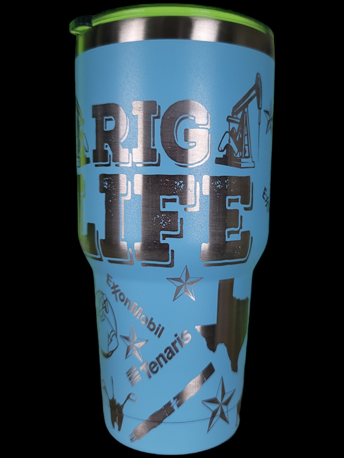 30 oz tumbler "Rig Life" (Laser Engraved Powder Coat)