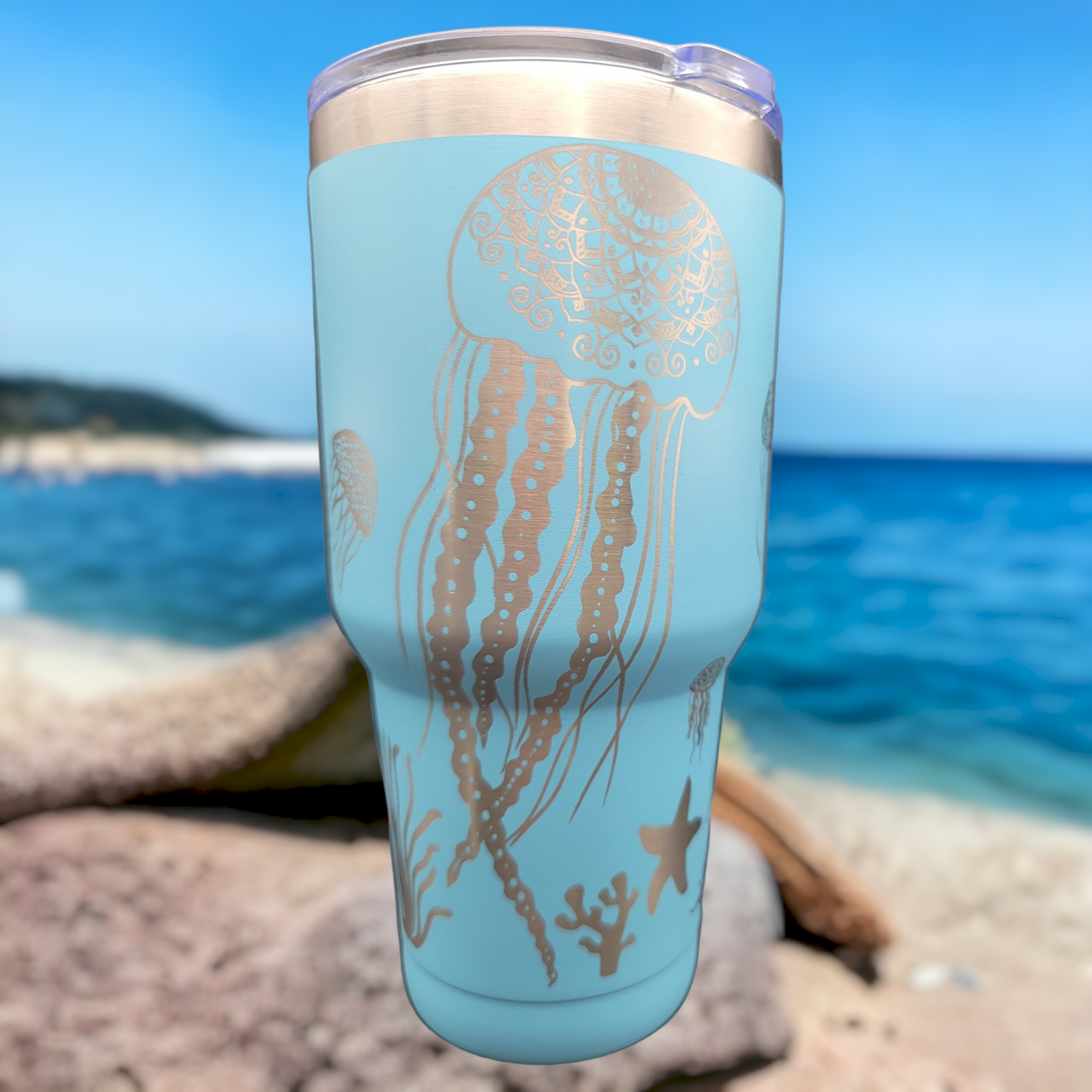 30 oz tumbler "Jellyfish" (Laser Engraved Powder Coat)