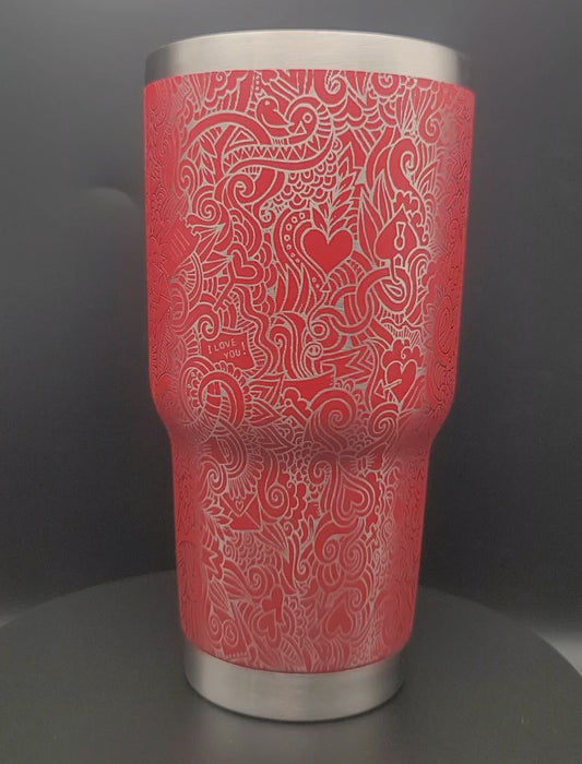 30 oz tumbler "Love" (Laser Engraved Powder Coat)