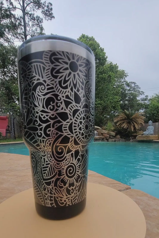 30 oz tumbler "Mandala" (Laser Engraved Powder Coat)