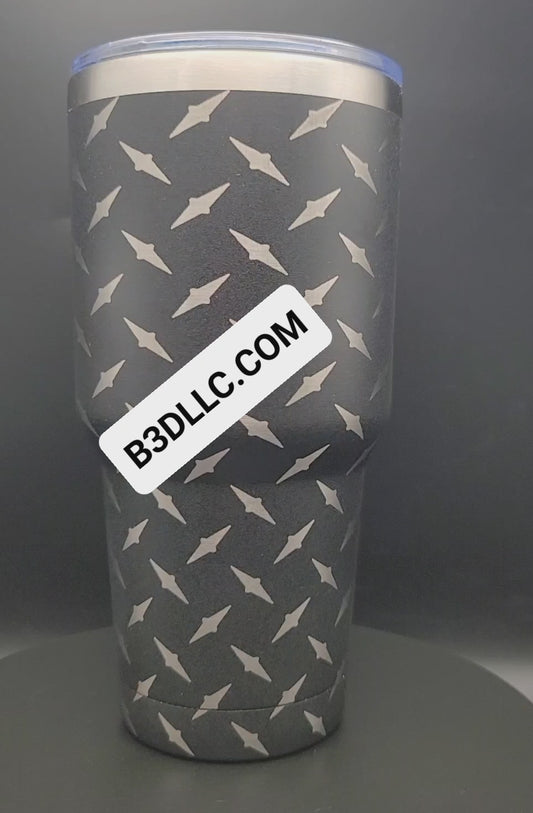 30 oz tumbler "Diamond Plate" (Laser Engraved Powder Coat)